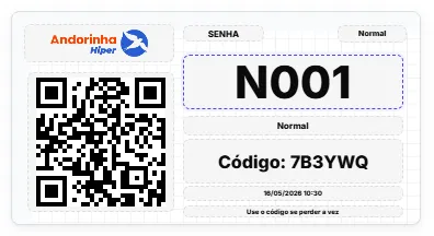 Senha digital recebida no WhatsApp